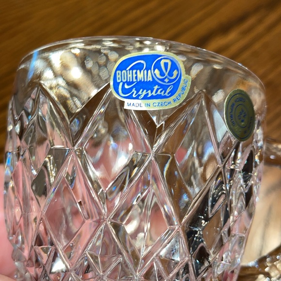 Vintage Bohemia Crystal Lead Crystal Over 24% PbO 2 Cups with 2 Saucers - Picture 6 of 15